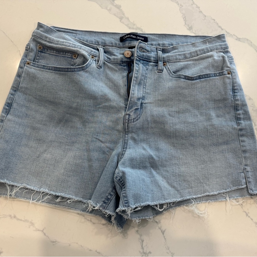 Calvin Klein Jeans Blue Jean Shorts Distressed High-Waisted